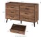 Drawer Dresser Quick Install: Mid-Century Rustic Chest of Drawers with Anti-Tipping Device, Bedroom, Brown, 6 Wooden Drawers Storage Dresser with Set of 4 Foldable Drawer Dividers